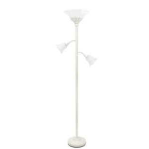 All LF2002-WHT Elegant Designs 3 Light Floor Lamp With Scalloped Glass