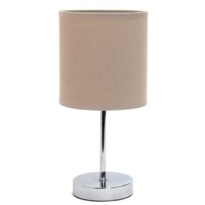 All LT2007-GRY Simple Designs Chrome Mini Basic Table Lamp With Fabric