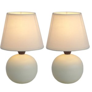 All LT2008-OFF-2PK Simple Designs  Mini Ceramic Globe Table Lamp 2 Pac