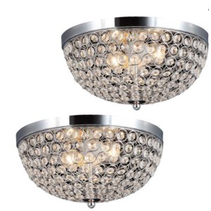 All FM1000-CHR-2PK Elegant Designs 2 Light Elipse Crystal Flush Mount 