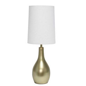 All LT3303-GLD Simple Designs 1 Light Tear Drop Table Lamp, Gold