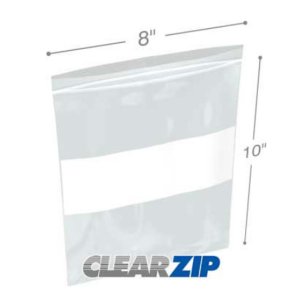 International CZW60810 White Block Clearzip Lock Top Bags  6 Mil 8 X 1