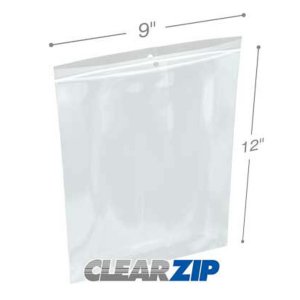 International CZH40912 Clearzip Lock Top Hang Hole Bags  9 X 12 4 Mil