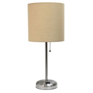 All LT2024-TAN Limelights Stick Lamp With Charging Outlet And Fabric S