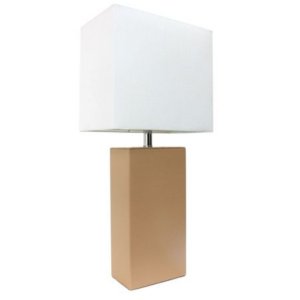 All LT1025-BGE Elegant Designs Modern Leather Table Lamp With White Fa