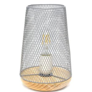 All LT1074-WHT Simple Designs Gray Wired Mesh Uplight Table Lamp