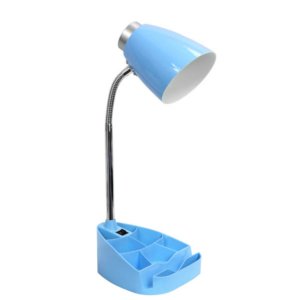 All LD1002-BLU Limelights Gooseneck Organizer Desk Lamp With Ipad Tabl