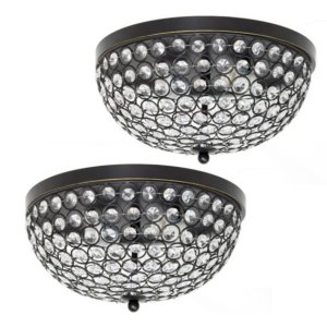 All FM1000-RBZ-2PK Elegant Designs 2 Light Elipse Crystal Flush Mount 