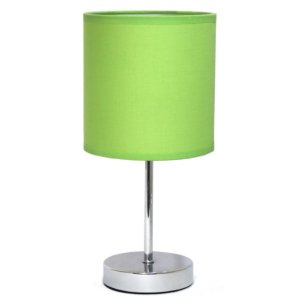 All LT2007-GRN Simple Designs Chrome Mini Basic Table Lamp With Fabric