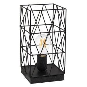 All LT1073-GRY Simple Designs White Geometric Square Metal Table Lamp