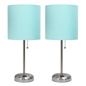 All LC2001-AQU-2PK Limelights Brushed Steel Stick Lamp With Charging O