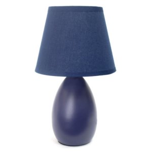 All LT2009-BLU Simple Designs Mini Egg Oval Ceramic Table Lamp