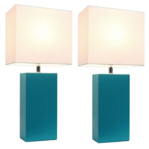 All LC2000-TEL-2PK Elegant Designs 2 Pack Modern Leather Table Lamps W