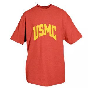 Fox 63-915 M Usmc Red T-shirt With Yellow Imprint-medium