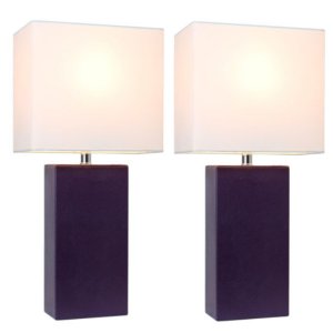 All LC2000-EGP-2PK Elegant Designs 2 Pack Modern Leather Table Lamps W