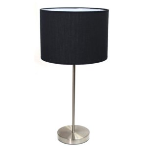 All LT2040-BLK Simple Designs Brushed Nickel Stick Lamp With Fabric Sh