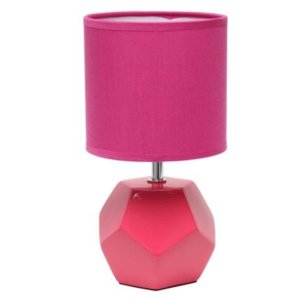 All LT2065-PNK Simple Designs Round Prism Mini Table Lamp With Matchin