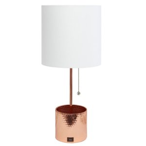 All LT1085-RGD Simple Designs Hammered Metal Organizer Table Lamp With