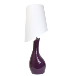 All LT1040-PRP Elegant Designs Curved Purple Ceramic Table Lamp With A