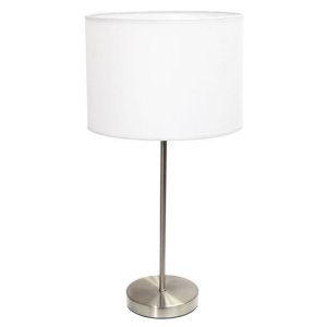 All LT2040-WHT Simple Designs Brushed Nickel Stick Lamp With Fabric Sh