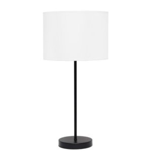 All LT2040-BAW Simple Designs Black Stick Lamp With Fabric Shade, Whit