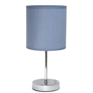 All LT2007-PRP Simple Designs Chrome Mini Basic Table Lamp With Fabric