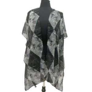 In QC222 Pattern Spring Kimono Black