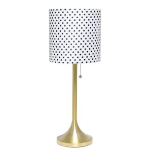 All LT1076-GDD Simple Designs Gold Tapered Table Lamp With Polka Dot F