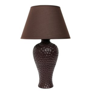 All LT2004-BWN Simple Designs Textured Stucco Curvy Ceramic Table Lamp