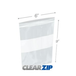 International CZW20609 White Block Clearzip Lock Top Bags  2 Mil 6 X 9