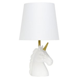 All LT1078-WHT Simple Designs Sparkling Gold And White Unicorn Table L