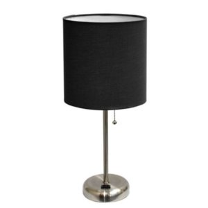 All LT2024-BLK Limelights Stick Lamp With Charging Outlet And Fabric S