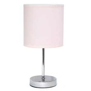 All LT2007-BPK Simple Designs Chrome Mini Basic Table Lamp With Fabric