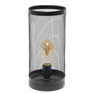 All LT1075-GRY Simple Designs White Mesh Cylindrical Steel Table Lamp