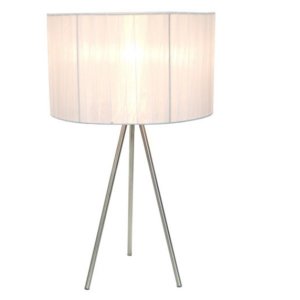 All LT2006-WHT Simple Designs Brushed Nickel Tripod Table Lamp With Pl