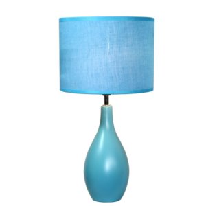 All LT2002-BLU Simple Designs Oval Bowling Pin Base Ceramic Table Lamp