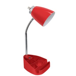 All LD1056-RED Limelights Gooseneck Organizer Desk Lamp With Ipad Tabl