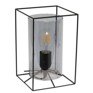 All LHT-5059-SM Lalia Home Black Framed Table Lamp With Smoked Cylinde