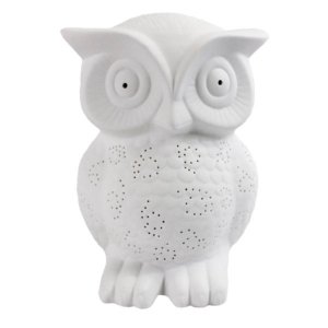 All LT3027-WHT Simple Designs Porcelain Wise Owl Shaped Animal Light T