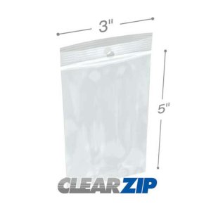 International CZH20305 Clearzip Lock Top Hang Hole Bags  3 X 5 2 Mil