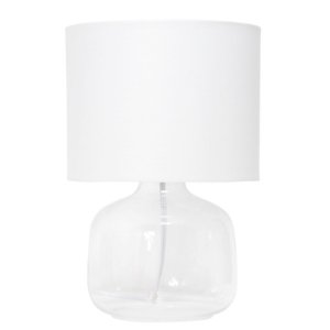 All LT2064-CLW Simple Designs  Glass Table Lamp With Fabric Shade, Cle