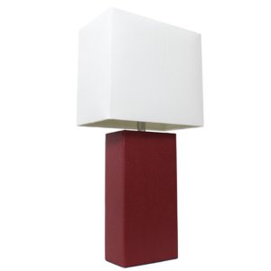 All LT1025-RED Elegant Designs Modern Leather Table Lamp With White Fa