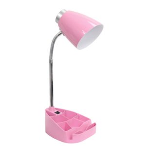 All LD1002-PNK Limelights Gooseneck Organizer Desk Lamp With Ipad Tabl