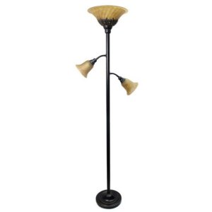 All LF2002-RBZ Elegant Designs 3 Light Floor Lamp With Scalloped Glass