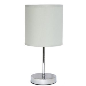 All LT2007-SLT Simple Designs Chrome Mini Basic Table Lamp With Fabric