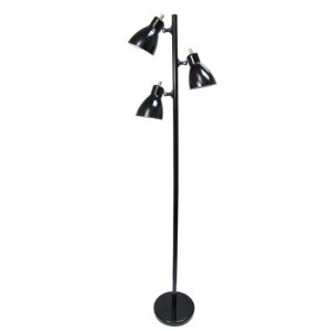 All LF2007-BLK Simple Designs Metal 3-light Tree Floor Lamp, Black Fin