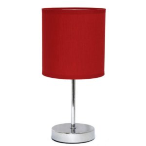 All LT2007-RED Simple Designs Chrome Mini Basic Table Lamp With Fabric