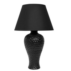 All LT2004-BLK Simple Designs Textured Stucco Curvy Ceramic Table Lamp