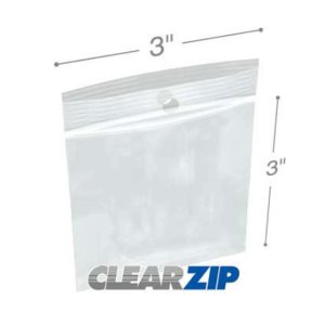 International CZH20303 Clearzip Lock Top Hang Hole Bags  3 X 3 2 Mil