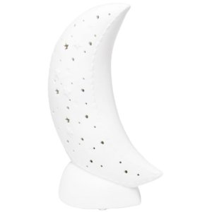 All LT3338-WHT Simple Designs Porcelain Moon Shaped Table Lamp